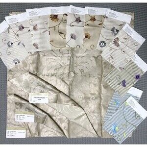 Vervain Fabric Swatches 14pc Viscose Poly Damask Striped Floral Designer Craft